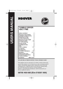 Bruksanvisning Hoover HDC 7 FME Torktumlare