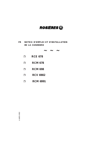 Mode d’emploi Rosières RCM 698 IN Cuisinière