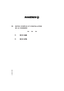 Mode d’emploi Rosières RCV 676 RB Cuisinière