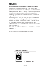 Mode d’emploi Siemens HS121200 Cuisinière