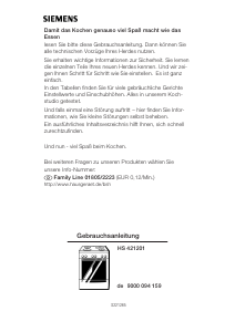 Bedienungsanleitung Siemens HS421201 Herd