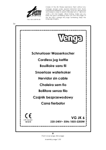 Instrukcja Venga VG JK 6 Czajnik