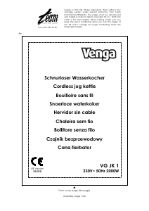 Instrukcja Venga VG JK 1 Czajnik