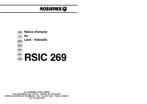 Manual Rosières RSI 269 RB Máquina de lavar louça