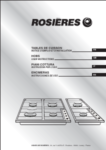 Manuale Rosières TVE 40/1 RB Piano cottura