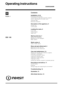 Manual Indesit IDS 105 UK Dishwasher