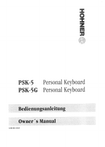 Handleiding Hohner PSK 5 Toetsenbord