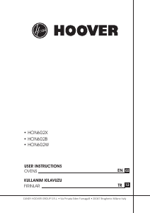 Kullanım kılavuzu Hoover HON602W/E Fırın