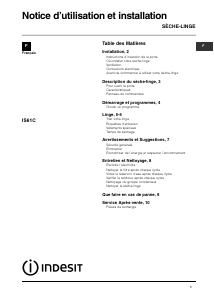Mode d’emploi Indesit IS 61 C (FR) Sèche-linge