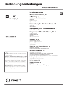 Handleiding Indesit IDCA 835 B H (DE) Wasdroger