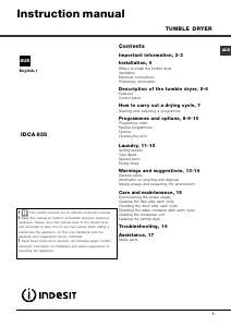 Handleiding Indesit IDCA 835 B (AUS) Wasdroger