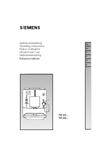 Kullanım kılavuzu Siemens TK69009 Kahve makinesi