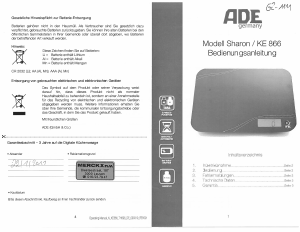 Bedienungsanleitung ADE KE 866 Sharon Küchenwaage