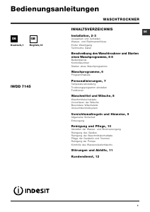 Bruksanvisning Indesit IWDD 7145 B (DE) Kombinerad tvätt-tork