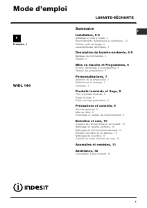 Mode d’emploi Indesit WIDL 146 (FR) Lave-linge séchant