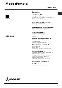 Mode d’emploi Indesit LISA XL 11 (FR) (TE) Lave-linge