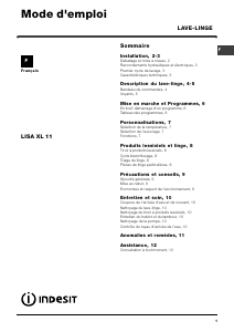 Mode d’emploi Indesit LISA XL 11 (FR) Lave-linge