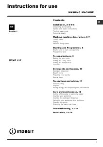 Bruksanvisning Indesit WIXE 127 (UK) (TEV) Tvättmaskin