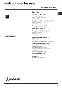 Bruksanvisning Indesit WIXL 1200 OT (UK)(V) Tvättmaskin