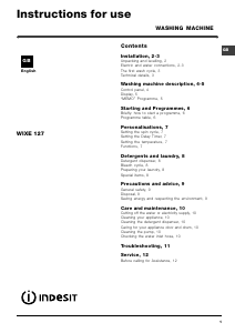 Bruksanvisning Indesit WIXE 127 (UK) (V) Tvättmaskin