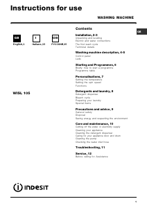 Bruksanvisning Indesit WISL 105 (EU).1 Tvättmaskin