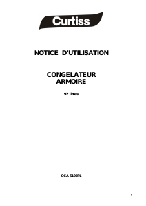 Mode d’emploi Curtiss OCA5100PL Congélateur