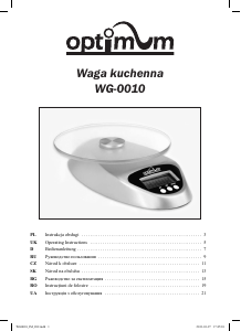 Manual Optimum WG-0010 Cântar de bucătărie
