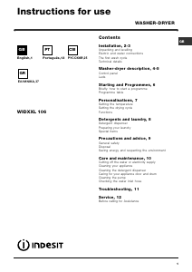 Handleiding Indesit WIDXXL 106 (EU).C Was-droog combinatie