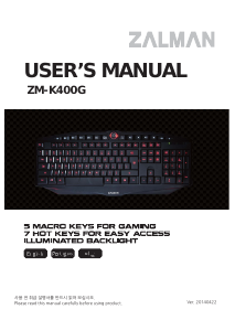 Bruksanvisning Zalman ZM-K400G Tangentbord