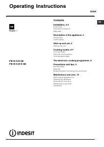 Bruksanvisning Indesit FIE 56 K.B (WH) GB Ugn