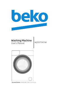 Bruksanvisning BEKO WJ 837543 W Tvättmaskin