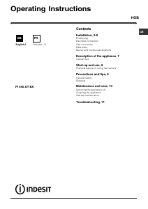 Mode d’emploi Indesit PI 640 AT (IX) EX Table de cuisson