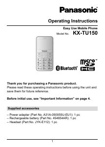 Handleiding Panasonic KX-TU150 Mobiele telefoon