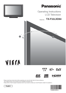 Bruksanvisning Panasonic TX-F32LXD84 Viera LCD TV