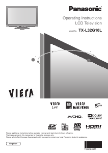 Bruksanvisning Panasonic TX-L32G10L Viera LCD TV