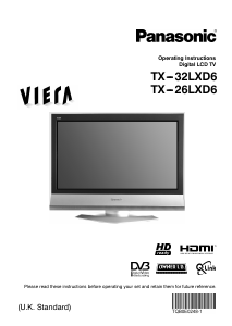 Bruksanvisning Panasonic TX-32LXD6 Viera LCD TV