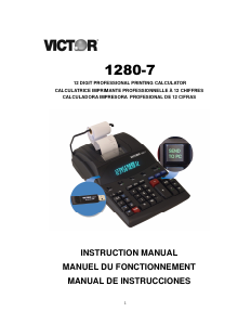 Mode d’emploi Victor 1280-7 Calculatrice imprimante