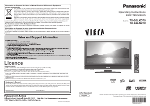 Bruksanvisning Panasonic TX-32LXD70 Viera LCD TV
