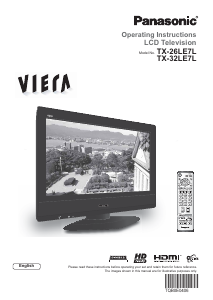 Bruksanvisning Panasonic TX-26LE7L Viera LCD TV