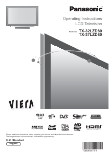 Bruksanvisning Panasonic TX-37LZD80 Viera LCD TV