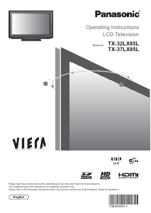 Bruksanvisning Panasonic TX-37LX85L Viera LCD TV