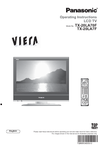 Bruksanvisning Panasonic TX-20LA70F Viera LCD TV