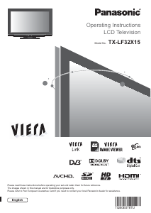 Bruksanvisning Panasonic TX-LF32X15 Viera LCD TV
