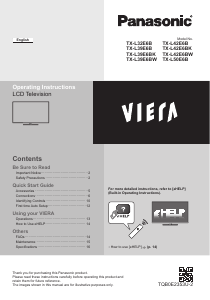 Bruksanvisning Panasonic TX-L39E6BW Viera LCD TV