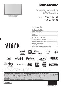 Bruksanvisning Panasonic TX-L32V10E Viera LCD TV
