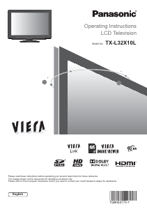 Bruksanvisning Panasonic TX-L32X10L Viera LCD TV