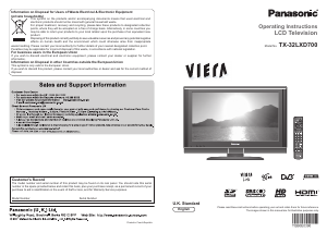 Bruksanvisning Panasonic TX-32LXD700 Viera LCD TV
