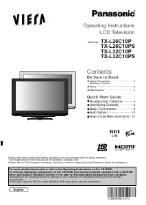 Bruksanvisning Panasonic TX-L26C10P Viera LCD TV