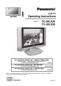 Bruksanvisning Panasonic TC-32LX20 LCD TV