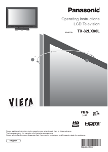 Bruksanvisning Panasonic TX-32LX80L Viera LCD TV